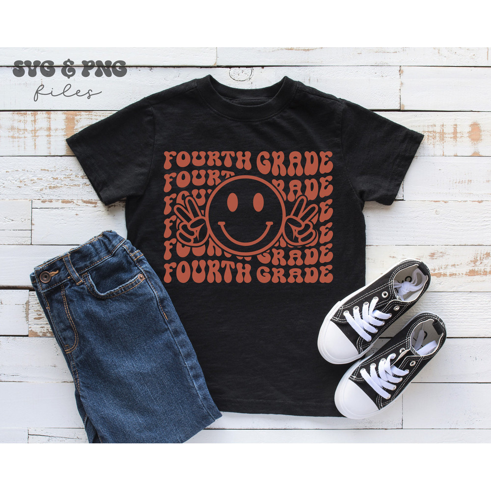 Retro Fourth Grade SVG, Retro Smile Face svg, Back to school svg - 2.jpg