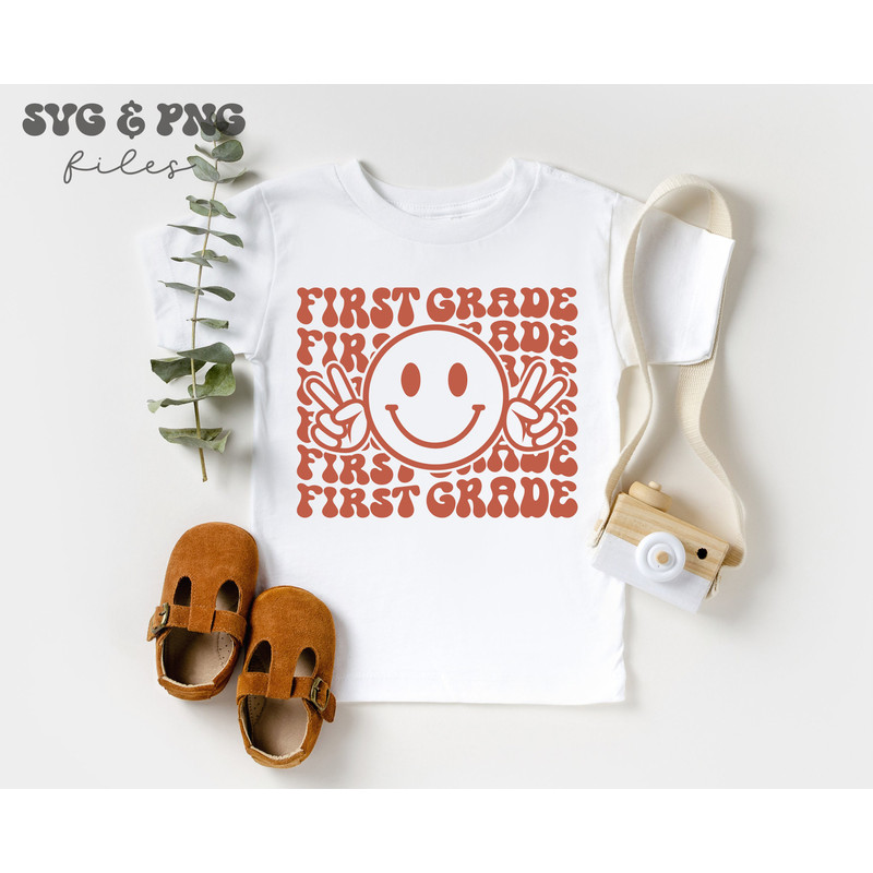 Retro First Grade SVG, Retro Smile Face svg, Back to school svg - 4.jpg