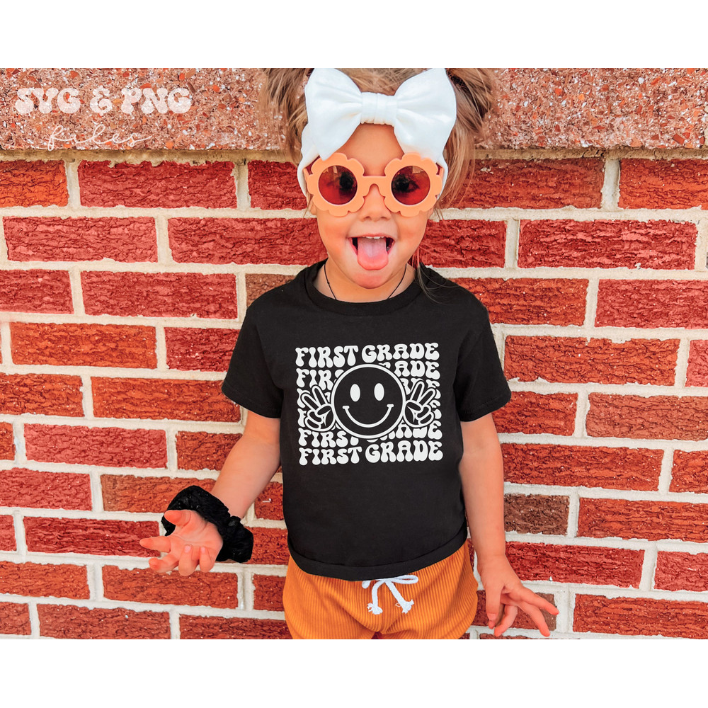 Retro First Grade SVG, Retro Smile Face svg, Back to school svg - 5.jpg
