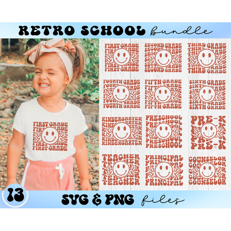 Retro School SVG Bundle, Retro Smiley Face svg, Back to school svg - 1.jpg