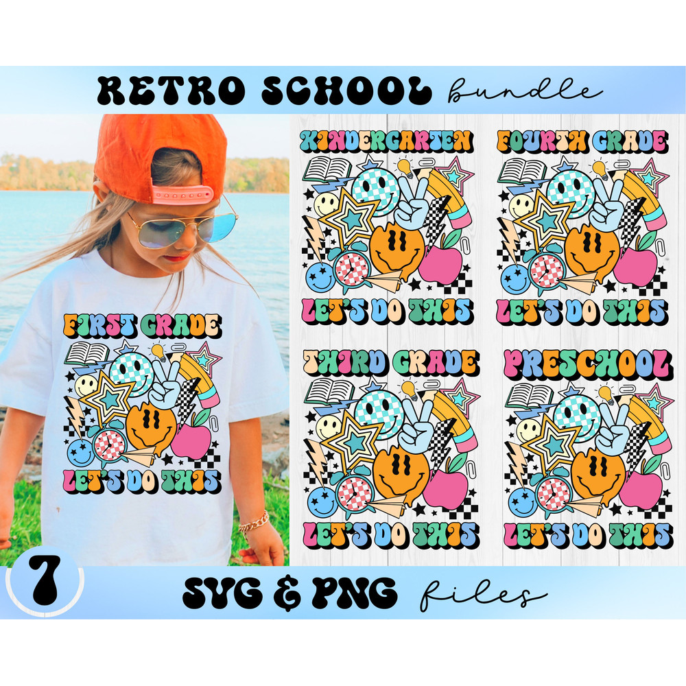 School Let's Do This SVG Bundle, Retro School Grade Svg Set, Preschool and Kindergarten Svg Bundle, Kids Smileys Back to School Download Svg - 1.jpg