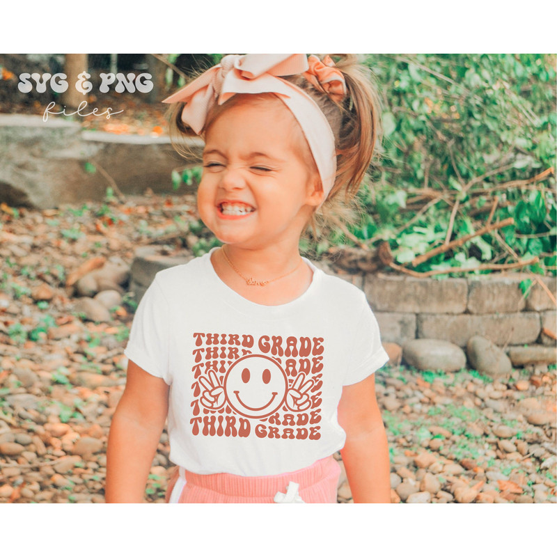 Retro Third Grade SVG, Retro Smile Face svg, Back to school svg - 3.jpg