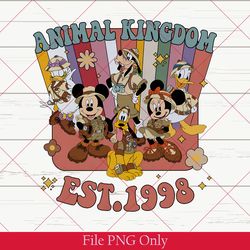 mickey & friends animal kingdom est.1998 png, retro disney animal kingdom family matching, disney trip png, disney png