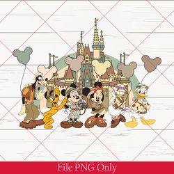 vintage disney animal kingdom balloons png, colorful vacay png, disney aesthetic png, disneyworld png, disney family png