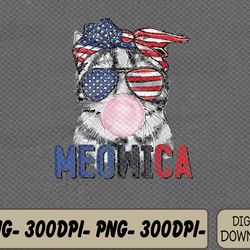 patriotic cat meowica bubblegum 4th of july funny cat lover svg, eps, png, dxf, digital download