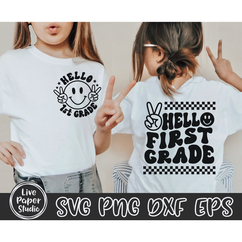 Hello First Grade Svg Png, Retro Back to School Svg Png, Back to School Shirt SVG, 1st Grade Vibes, First Grade Squad, Digital Download File - 1.jpg