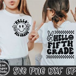 hello fifth grade svg png, retro back to school svg png, back to school shirt svg, 5th grade vibes, fifth grade squad, d