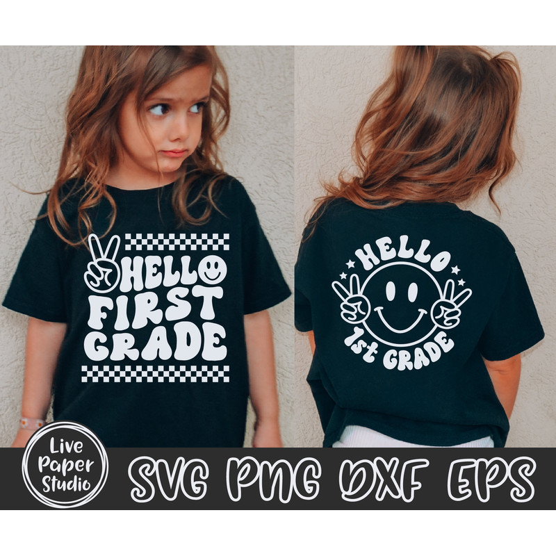 Hello First Grade Svg Png, Retro Back to School Svg Png, Back to School Shirt SVG, 1st Grade Vibes, First Grade Squad, Digital Download File - 2.jpg