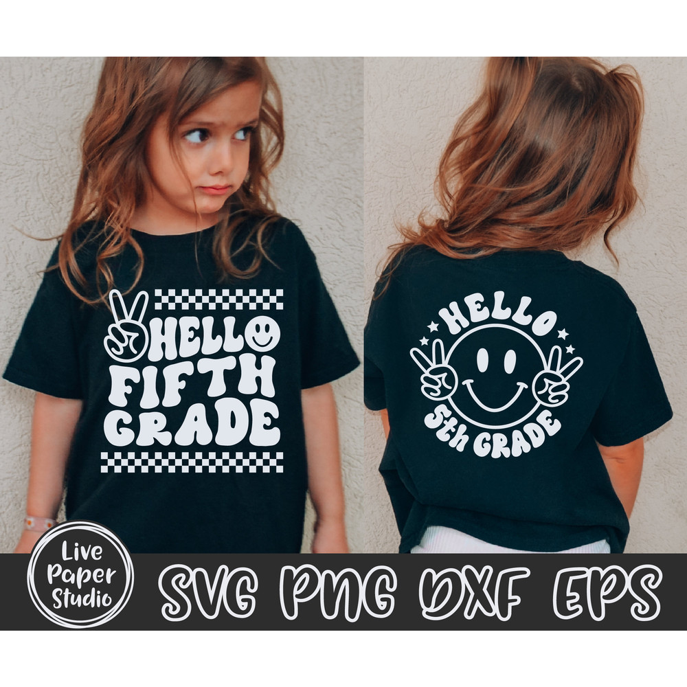 Hello Fifth Grade Svg Png, Retro Back to School Svg Png, Back to School Shirt SVG, 5th Grade Vibes, Fifth Grade Squad, Digital Download File - 2.jpg