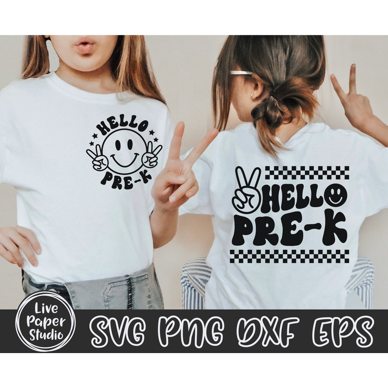 Hello Pre-K Svg Png, Retro Back to School Svg Png, Back to School Shirt Svg, Pre-K Vibes Svg, Pre-K Squad, Digital Download Dxf, Eps Files - 2.jpg