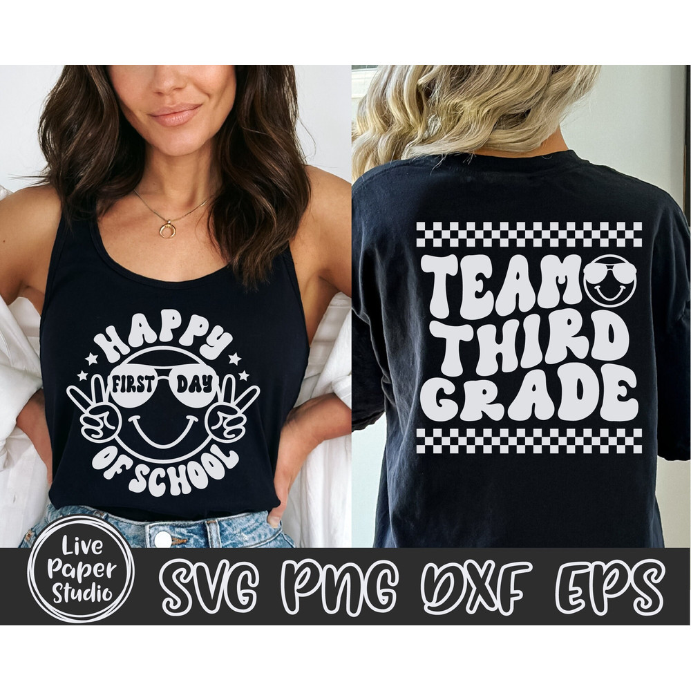 Retro Team Third Grade Svg, 3rd Grade Squad Svg, First day of School Svg, Back To School, Teacher Shirt, Digital Download Png, Dxf, Eps File - 2.jpg