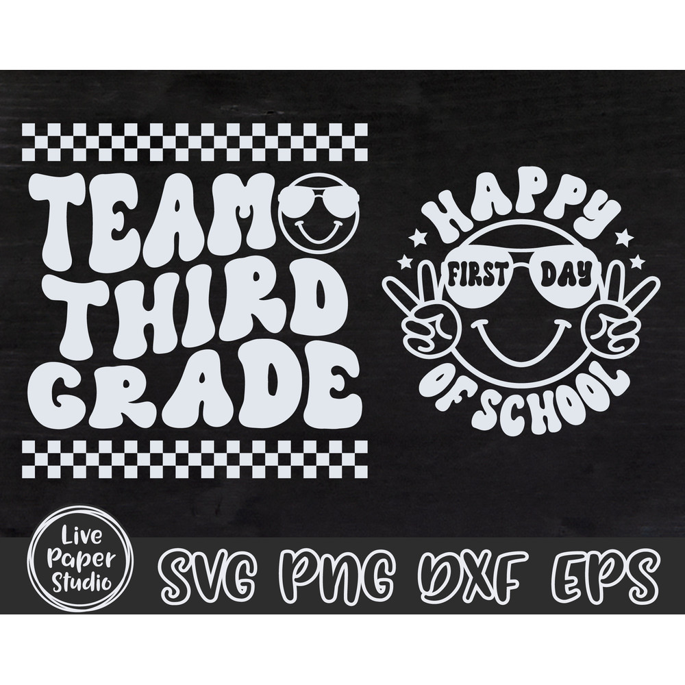 Retro Team Third Grade Svg, 3rd Grade Squad Svg, First day of School Svg, Back To School, Teacher Shirt, Digital Download Png, Dxf, Eps File - 4.jpg