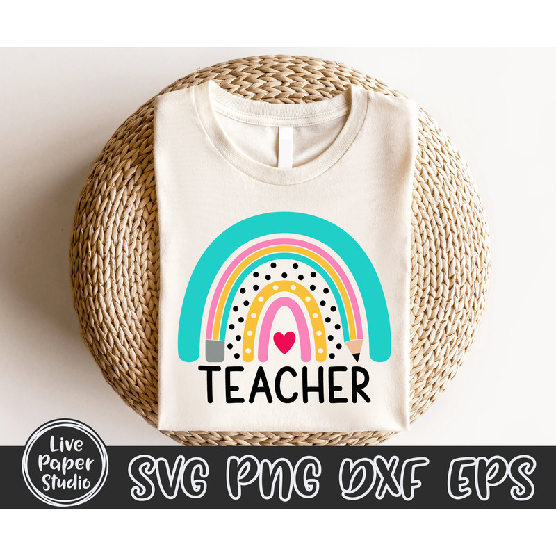 School Rainbow SVG, Teacher Rainbow Svg, Back To School Svg, Pencil SVG, Principal SVG, Librarian, Digital Download Svg, Png, Dxf, Eps Files - 5.jpg