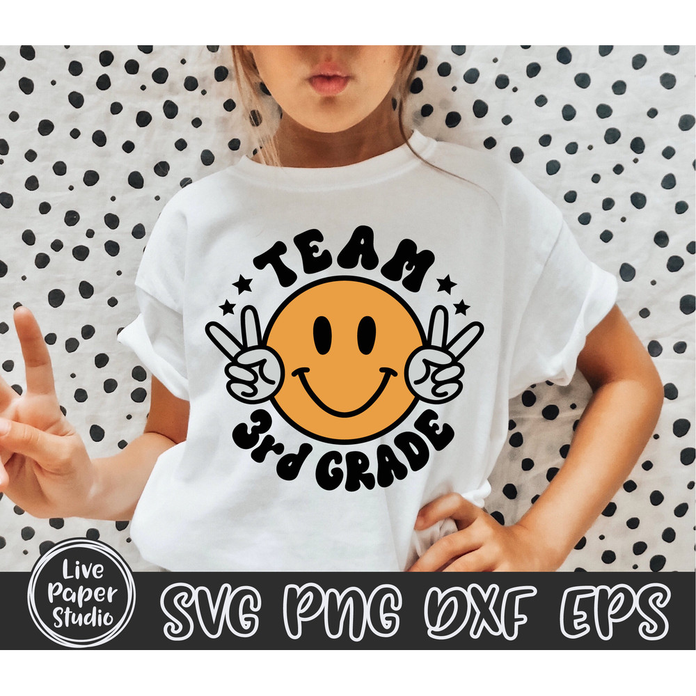 Team Third Grade Svg, Retro Back To School Svg, 3rd Grade Png, 1st Day of School Svg, First Grade Teacher Shirt, Digital Download Dxf Files - 1.jpg