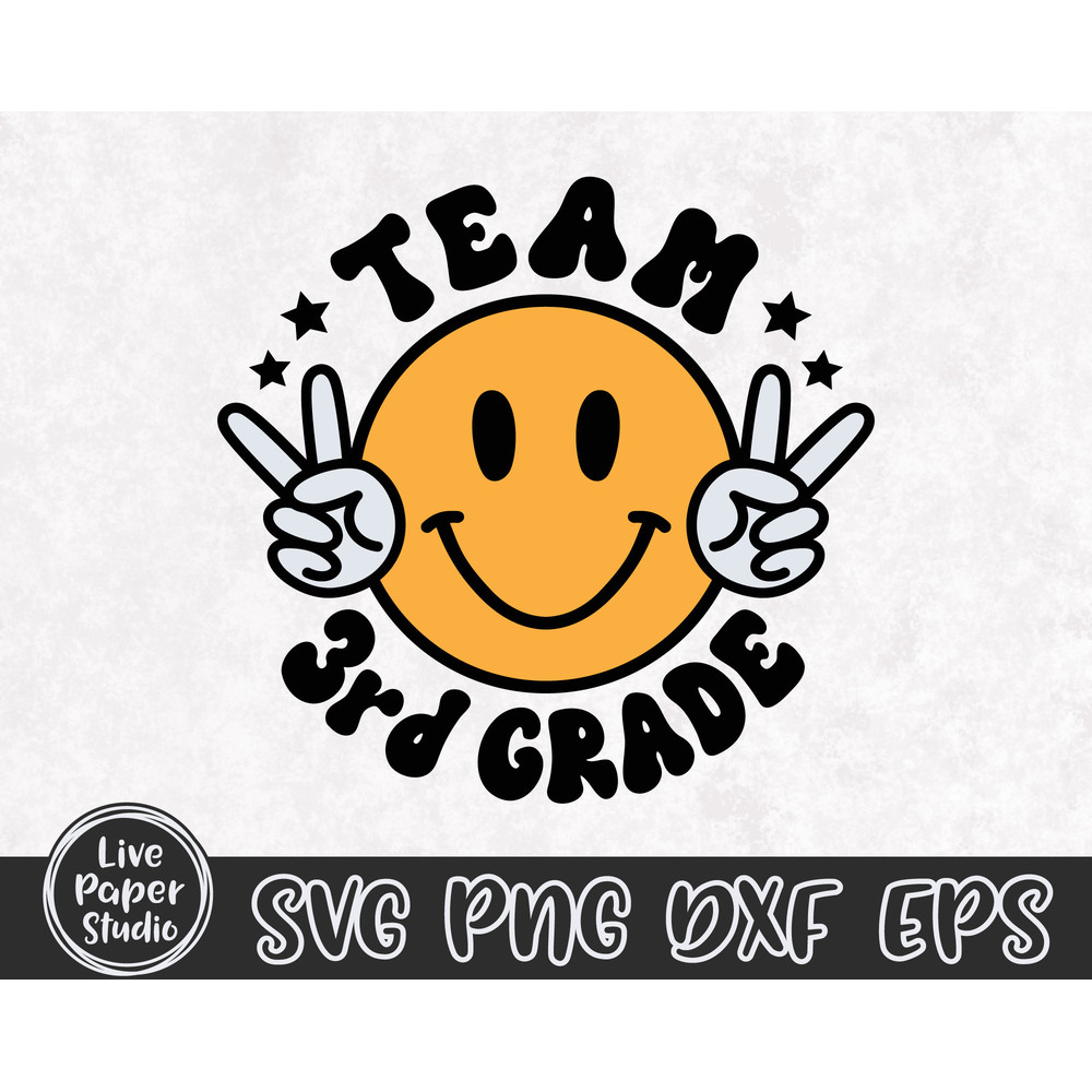 Team Third Grade Svg, Retro Back To School Svg, 3rd Grade Png, 1st Day of School Svg, First Grade Teacher Shirt, Digital Download Dxf Files - 3.jpg