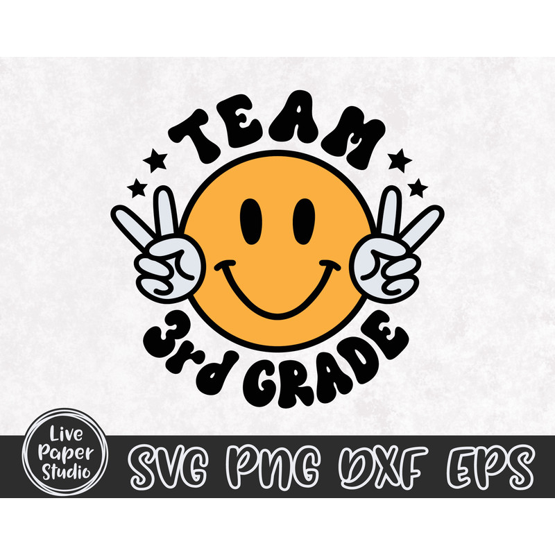 Team Third Grade Svg, Retro Back To School Svg, 3rd Grade Png, 1st Day of School Svg, First Grade Teacher Shirt, Digital Download Dxf Files - 3.jpg