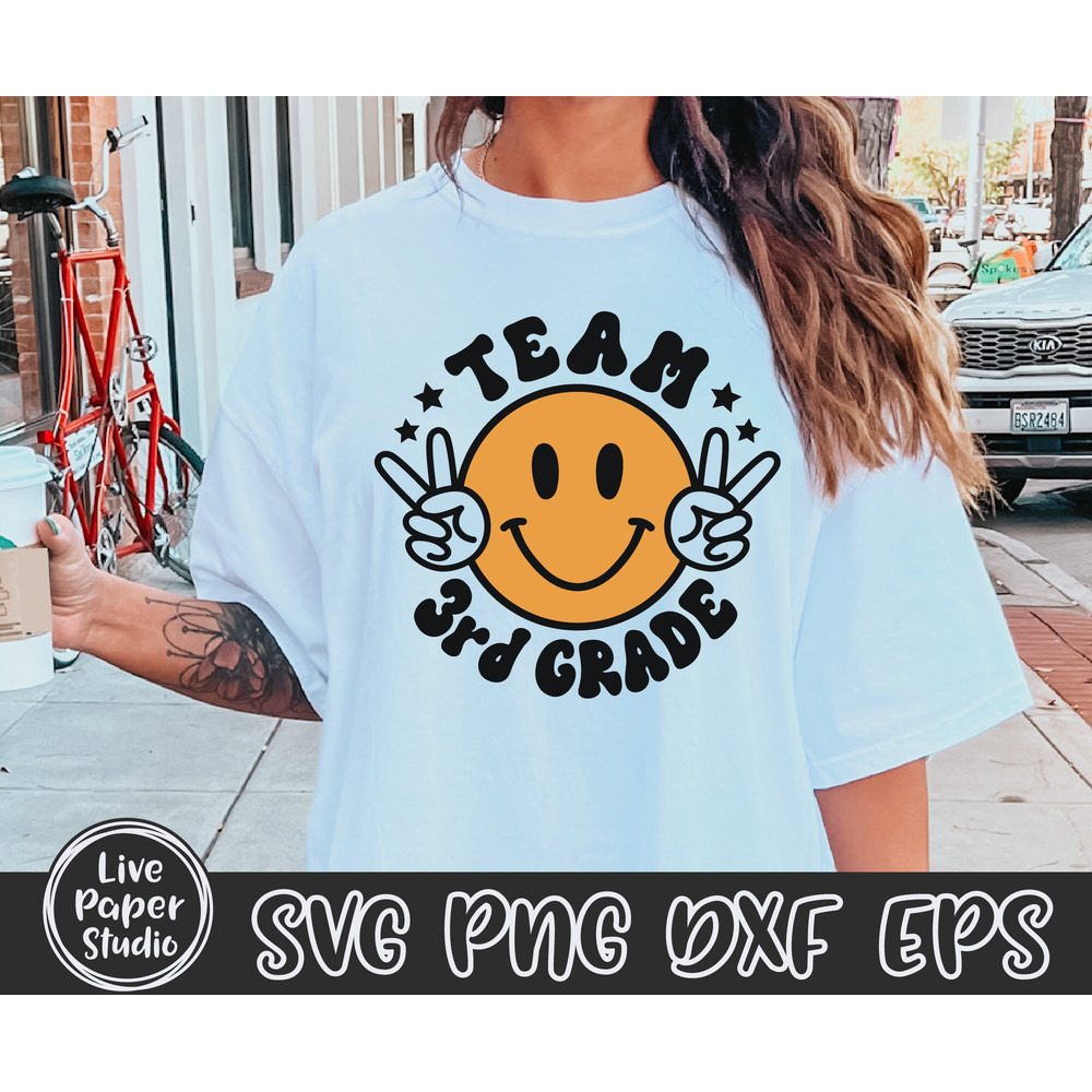 Team Third Grade Svg, Retro Back To School Svg, 3rd Grade Png, 1st Day of School Svg, First Grade Teacher Shirt, Digital Download Dxf Files - 5.jpg