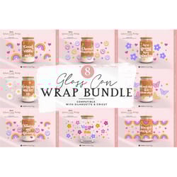 flower libbey can glass wrap bundle | libbey can wrap svg file design | rainbow daisy retro design | beer glass can