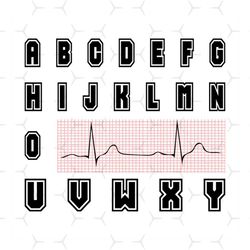 alphabet svg, alphabet nurse svg, nurse tshirt svg, alphabet heartbeat svg, nurse life, silhouette cameo, cricut file, s