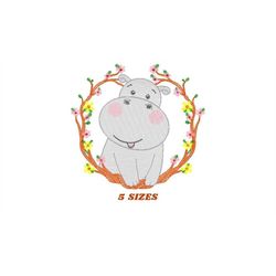 hippo embroidery designs - safari embroidery design machine embroidery pattern - animal embroidery file - baby girl embr