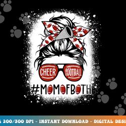 cheer football cheerleading mom of both messy hair bun png, sublimation copy