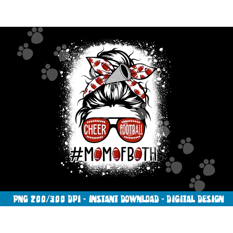 Cheer Football Cheerleading Mom Of Both Messy Hair Bun png, sublimation copy.jpg