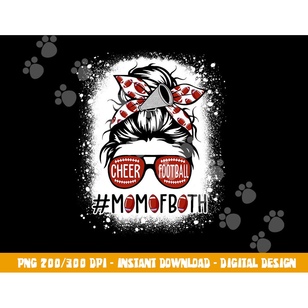 Cheer Football Cheerleading Mom Of Both Messy Hair Bun png, sublimation copy.jpg