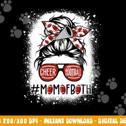 cheer football cheerleading mom of both messy hair bun png, sublimation copy