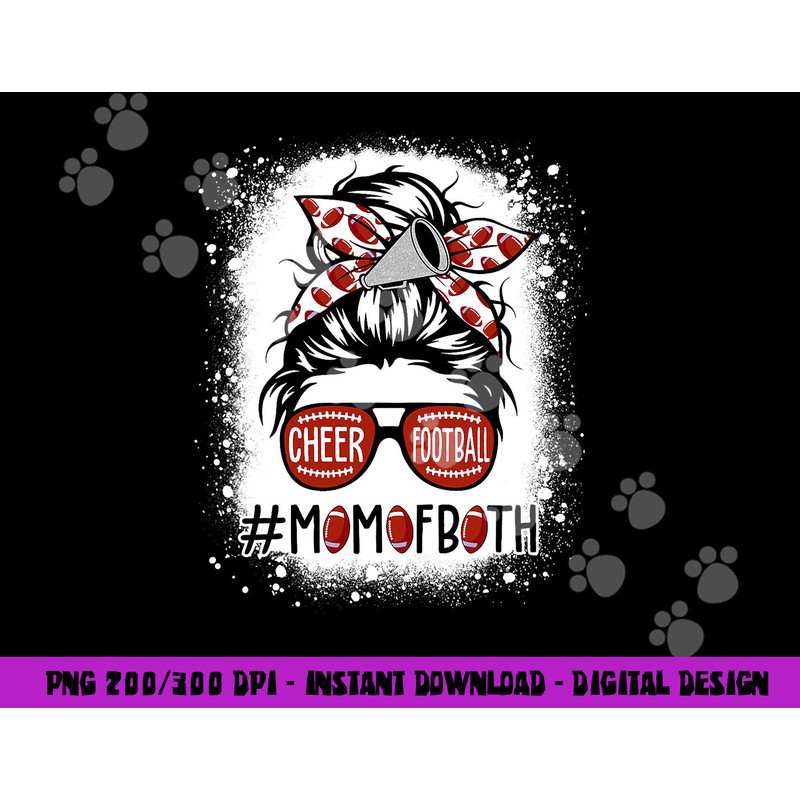 Cheer Football Cheerleading Mom Of Both Messy Hair Bun png, sublimation copy.jpg
