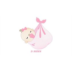 Sleeping baby embroidery design - Baby girl embroidery design machine embroidery pattern - Newborn embroidery file nurse