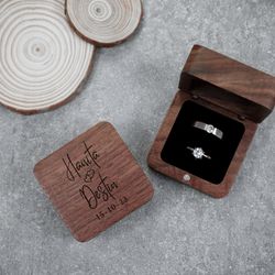 Ring Box Jewelery Storage Engagement Wedding Ceremony, Rustic Wedding Gift, W709