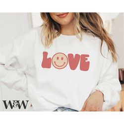 love smiley face svg | valentine's day svg | retro valentine svg | valentine shirt svg | groovy love valentine svg | hi