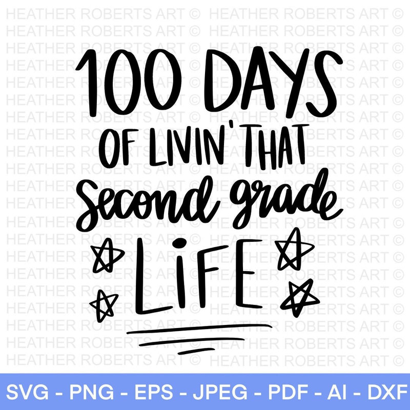 100 Days of School SVG, 2nd Grade SVG, Second Grade svg, 100th Day of School svg, 100 Days svg, Teacher svg, School svg, Cut File Cricut - 1.jpg