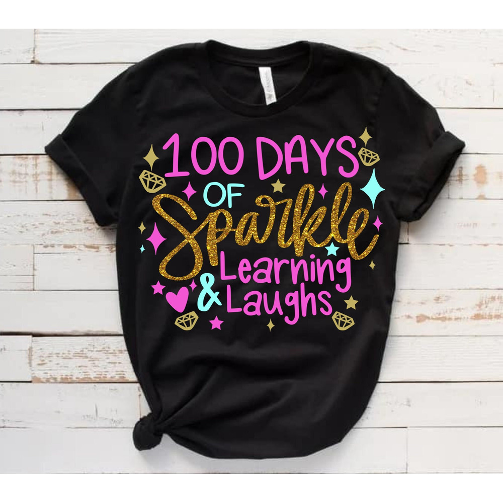 100 Days of School SVG, 100th Day of School svg, 100 Days , Sparkle svg, Learning svg, Teacher svg, School svg, School Shirt,Cut File Cricut - 1.jpg