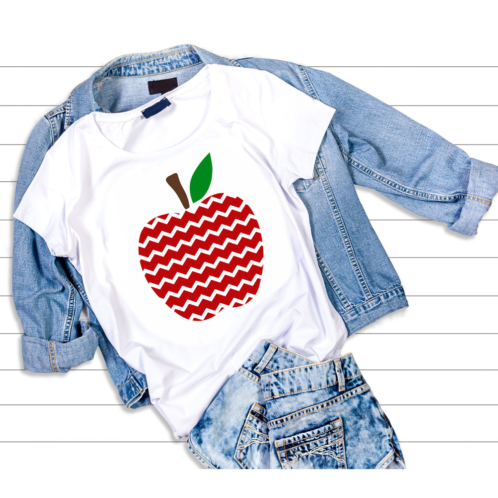 Chevron Patterned Apple SVG, Teacher SVG, Back to school svg, Teacher shirt SVG, Gift for teachers svg, School shirt svg, Cricut Cut Files - 4.jpg