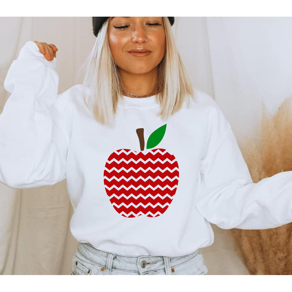 Chevron Patterned Apple SVG, Teacher SVG, Back to school svg, Teacher shirt SVG, Gift for teachers svg, School shirt svg, Cricut Cut Files - 5.jpg