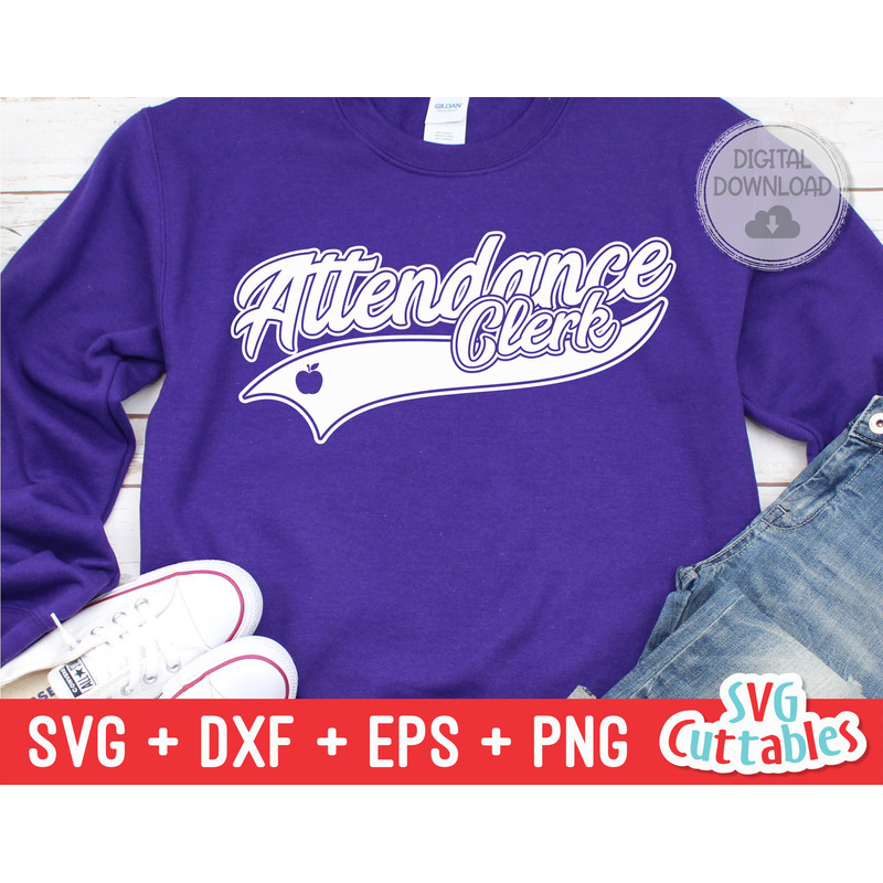 Attendance Clerk svg - Teacher svg - Occupation - Swoosh - svg - dxf - eps - png - Cut File - Silhouette - Cricut - Digital Download - 1.jpg