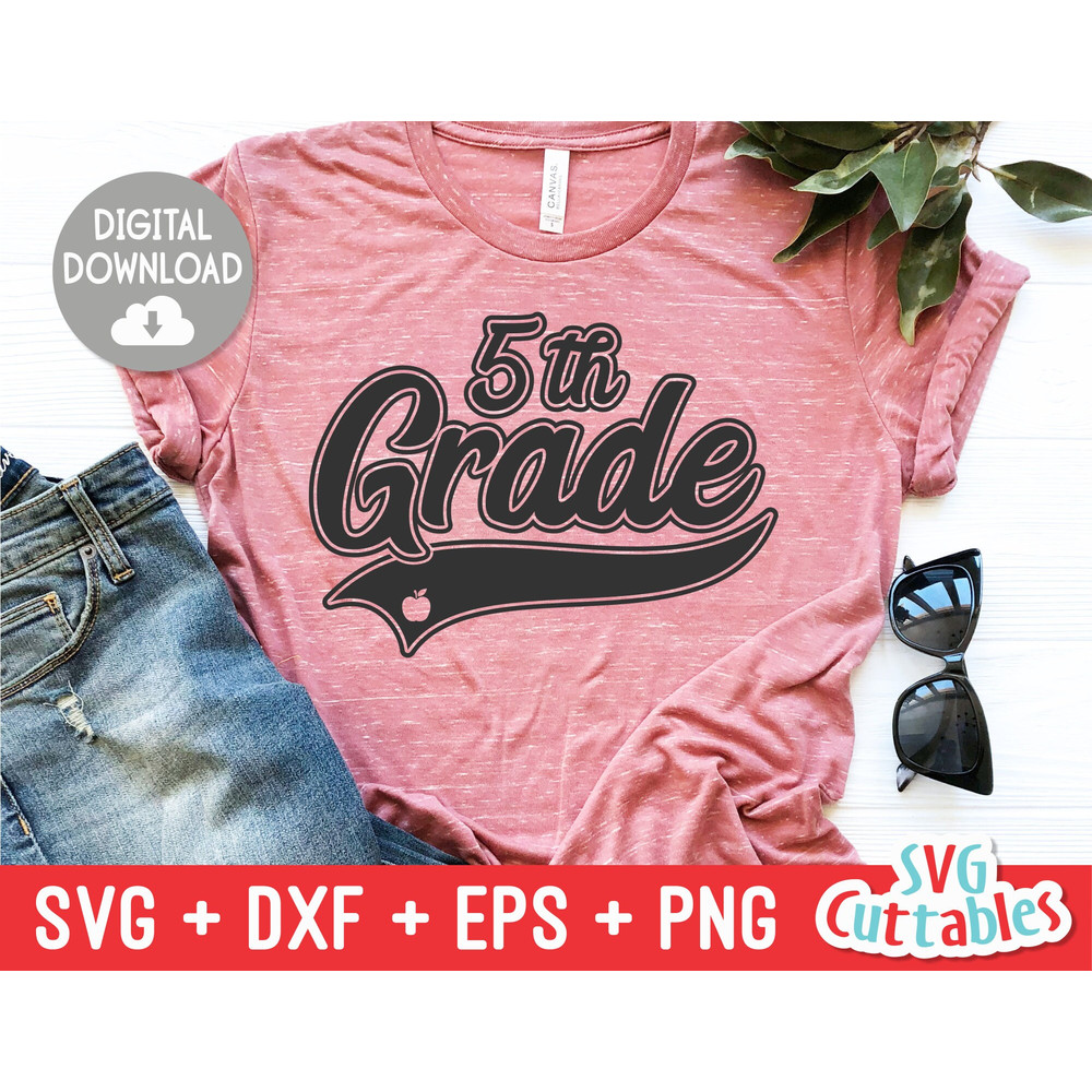 Fifth Grade svg - 5th Grade Cut File - Teacher - Swoosh - svg - dxf - eps - png - Cut File - Silhouette - Cricut - Digital Download - 1.jpg