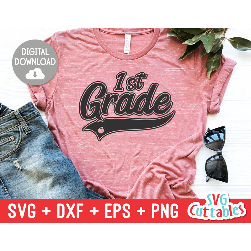 First Grade svg - 1st Grade Cut File - Teacher - Swoosh - svg - dxf - eps - png - Cut File - Silhouette - Cricut - Digital Download - 1.jpg