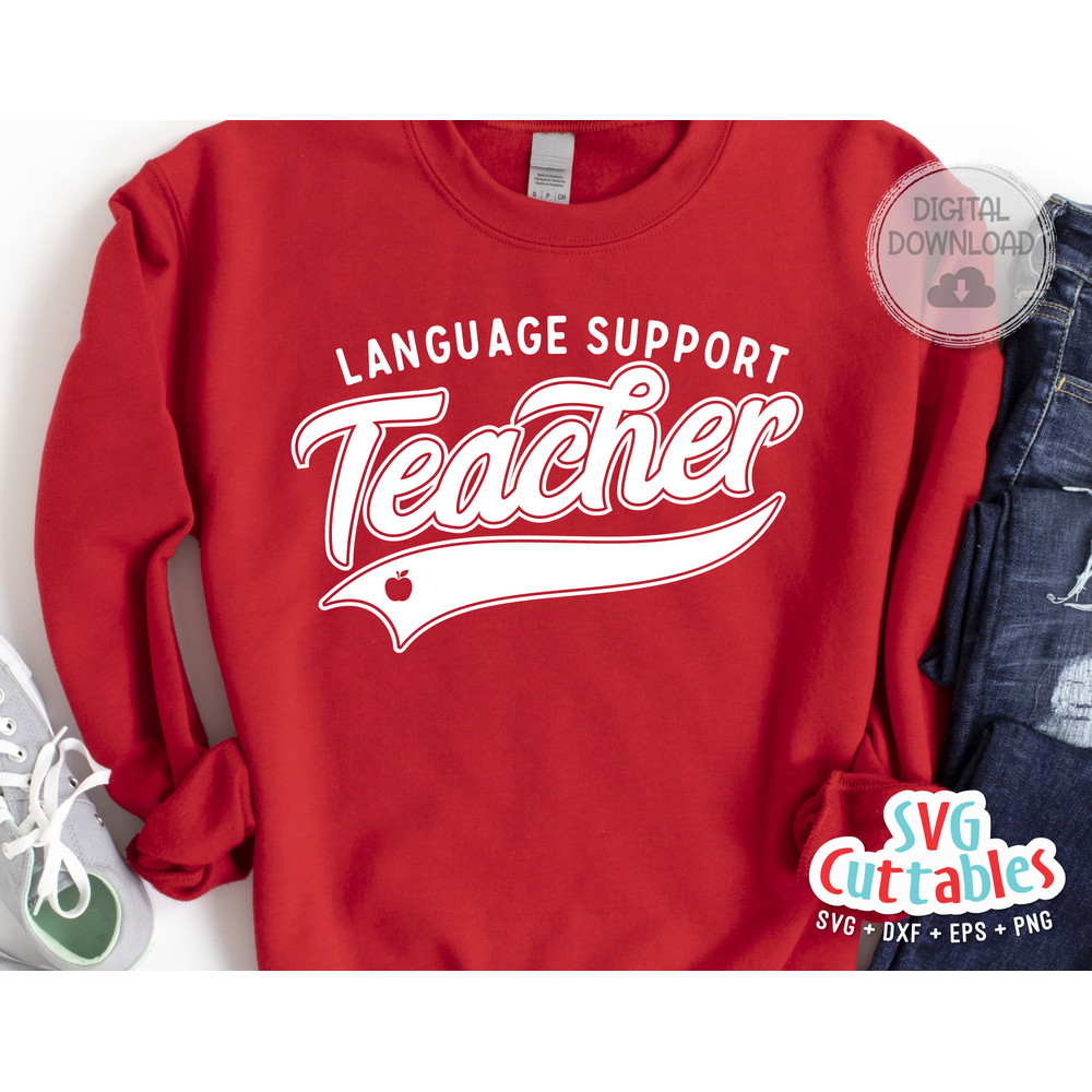 Language Support Teacher svg - Teacher Cut File - Occupation - Swoosh - svg - dxf - eps - png - Silhouette - Cricut - Digital File - 1.jpg