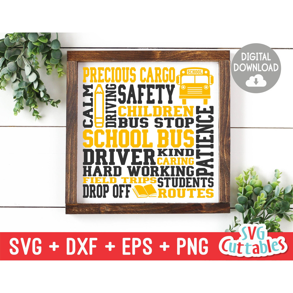 School Bus Driver svg - Subway Art - svg - dxf - eps - png - Cut File - Word Art - Silhouette - Cricut - Digital Download - 1.jpg