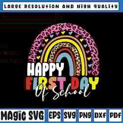 funny happy first day of school for teachers png, first day of school rainbow leopard png, back to school png, digital
