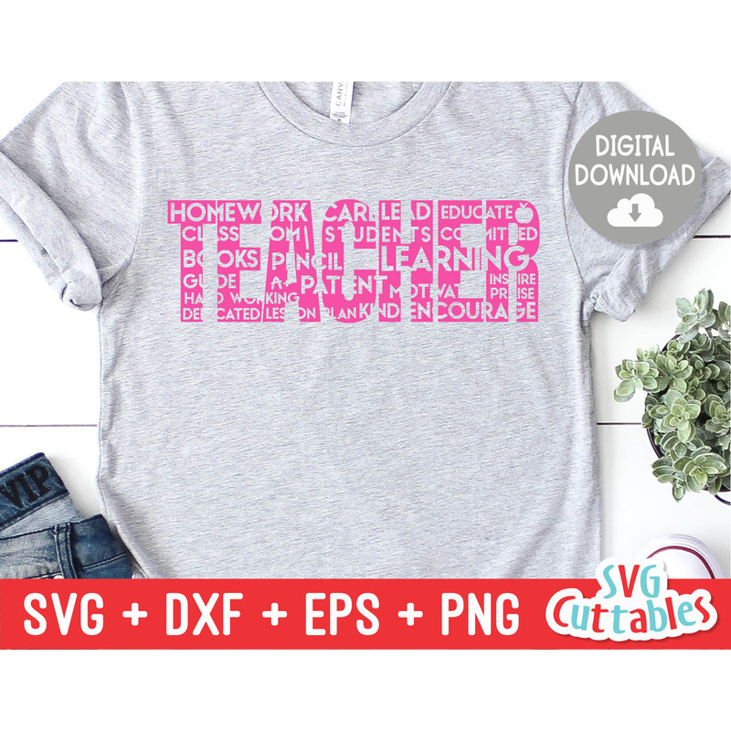Teacher Word Art svg - Teacher - svg - dxf - eps - png - Cut File - Shirt Design - Silhouette - Cricut - Digital Download - 1.jpg