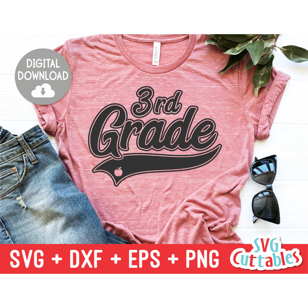 Third Grade svg - 3rd Grade Cut File - Teacher - Swoosh - svg - dxf - eps - png - Cut File - Silhouette - Cricut - Digital Download - 1.jpg