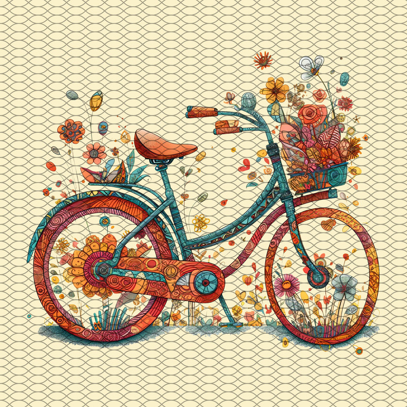 Clipart de Bicicletas Vintage y Floridas Pack de 16 imágenes PNG 300 DPI - 3.jpg