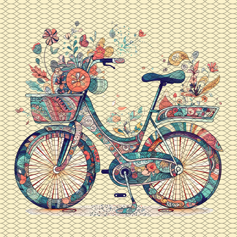 Clipart de Bicicletas Vintage y Floridas Pack de 16 imágenes PNG 300 DPI - 4.jpg