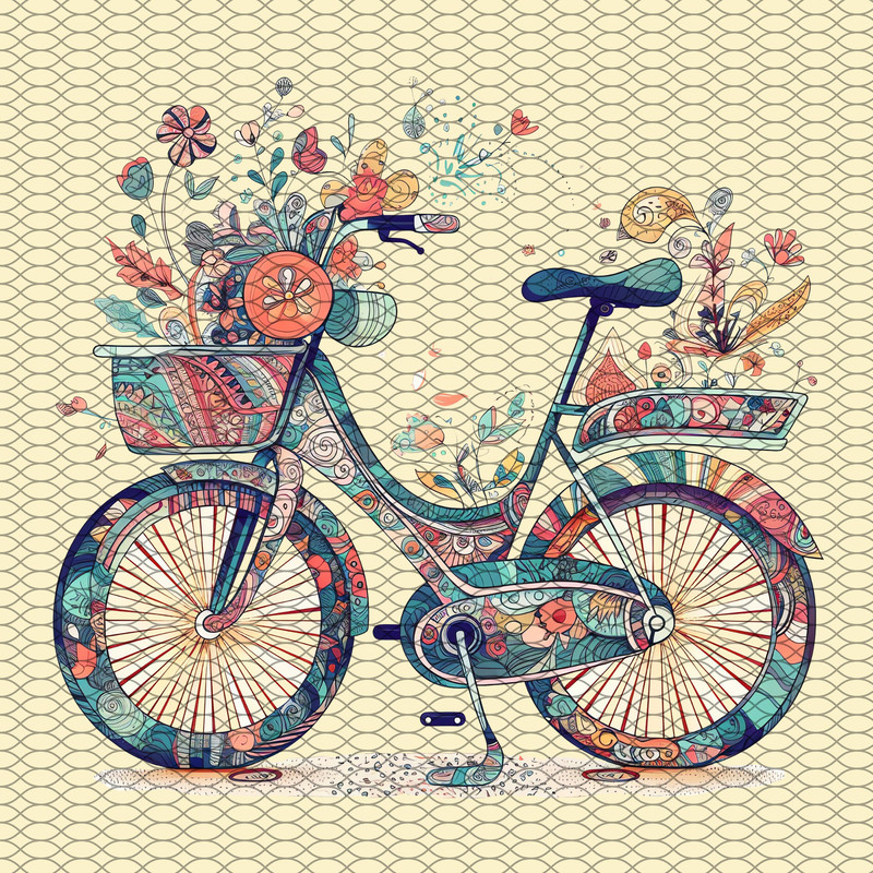 Clipart de Bicicletas Vintage y Floridas Pack de 16 imágenes PNG 300 DPI - 4.jpg