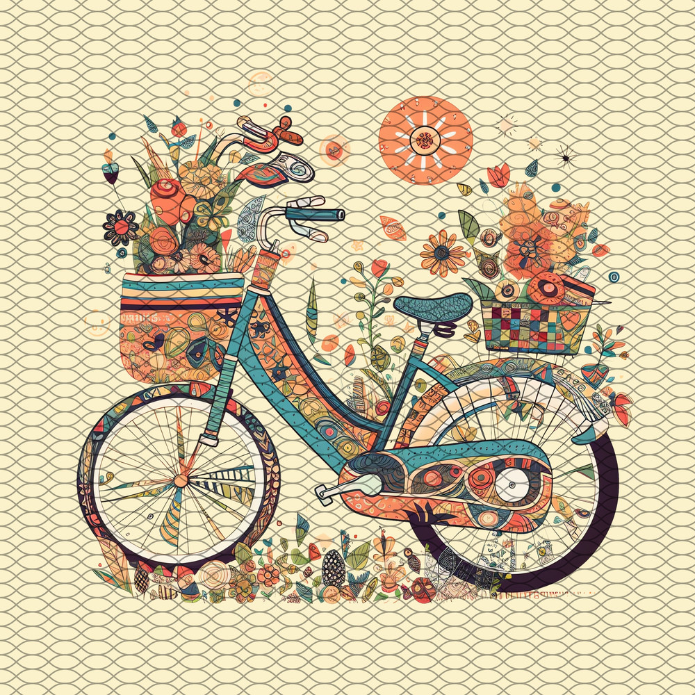 Clipart de Bicicletas Vintage y Floridas Pack de 16 imágenes PNG 300 DPI - 5.jpg