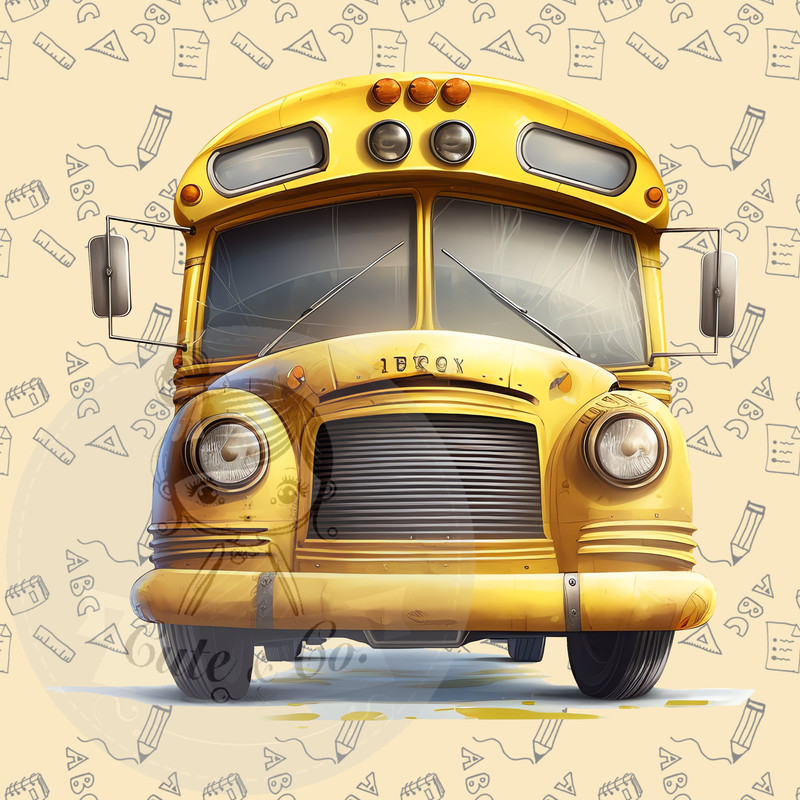 School Bus Clipart Set 13 PNG Images, 5 with Transparent Background, 300 DPI for Creative Projects Vehicles Means of transport - 2.jpg