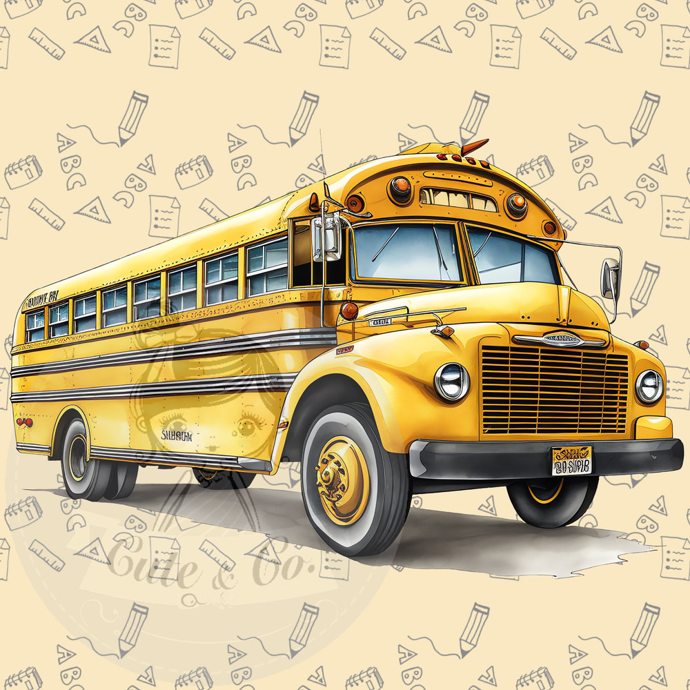 School Bus Clipart Set 13 PNG Images, 5 with Transparent Background, 300 DPI for Creative Projects Vehicles Means of transport - 4.jpg